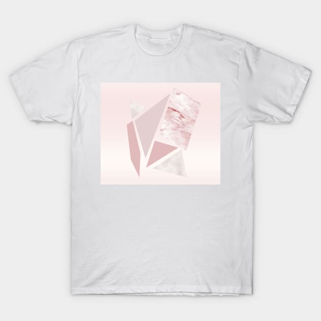 Abstract rough cut stones - rose gold strawberry fields T-Shirt by marbleco